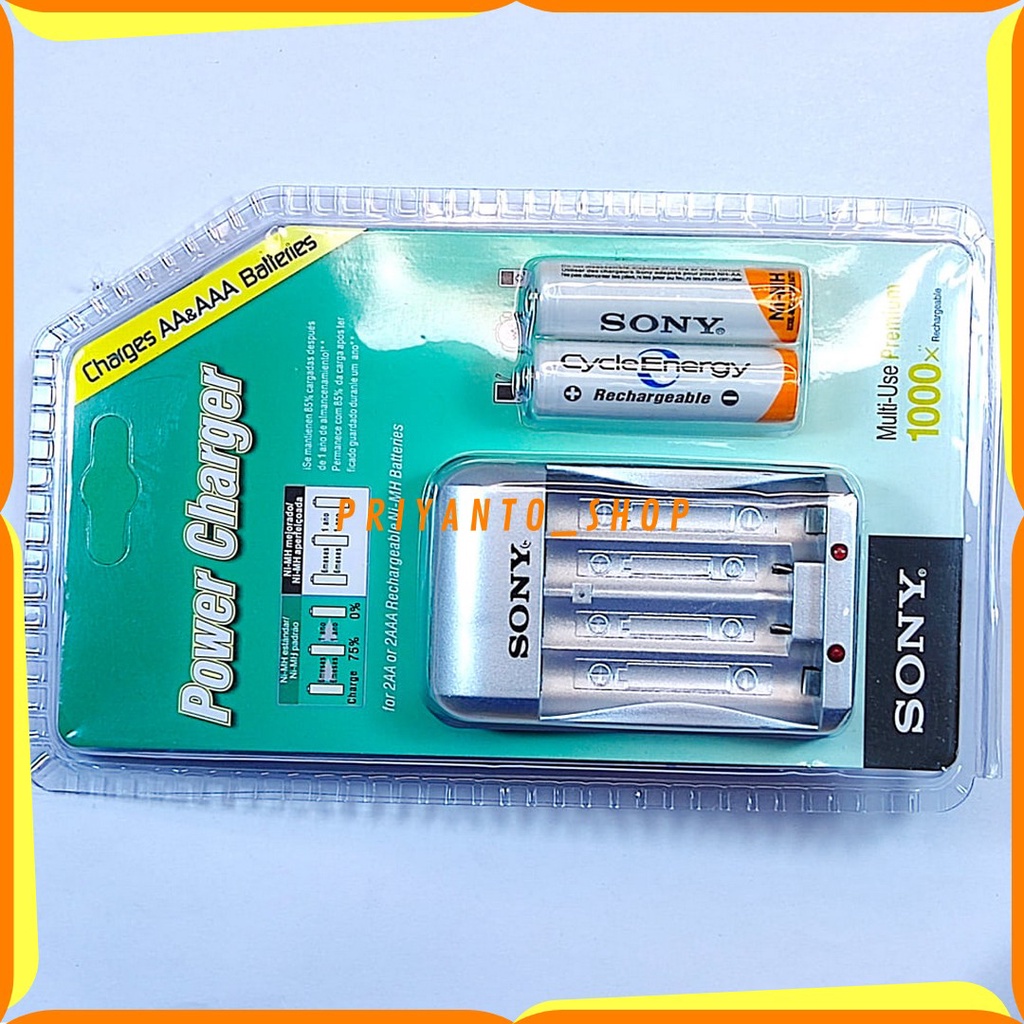 Paket batu Batrei Battery cas Sony A2 AA Dan Charger Sony Rechargeable