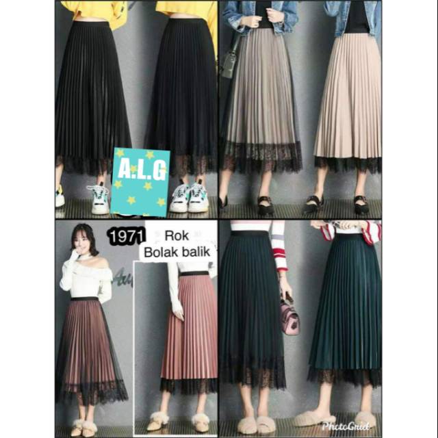 ROK IMPORT WANITA TUTU KEKINIAN KOMBI BROKAT