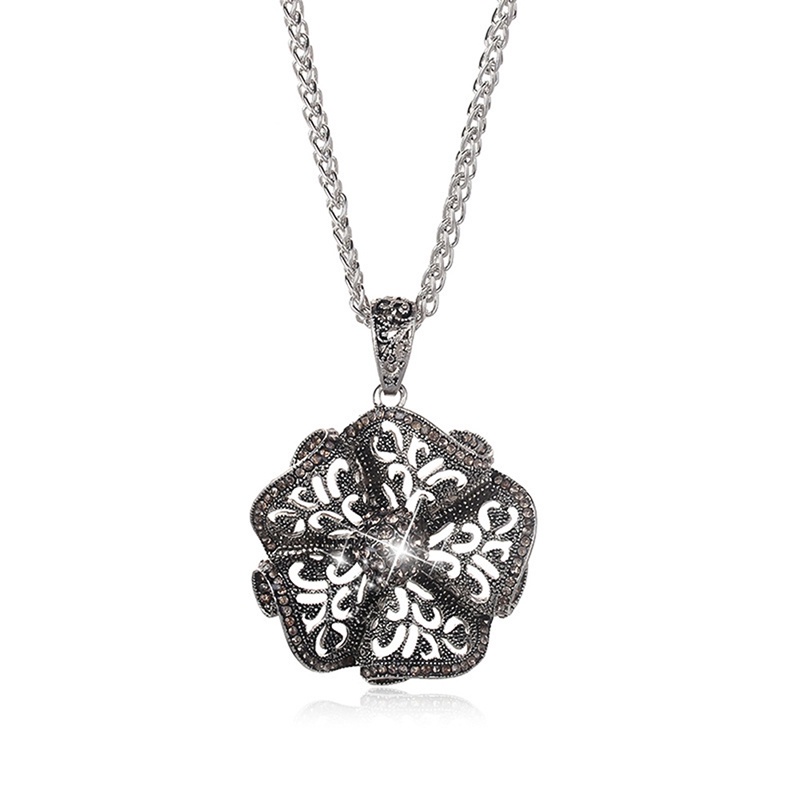 Five Petal Flower Shaped Necklace Cremation Urn Pendant Funeral Ashes Holder-in Pendant Necklaces