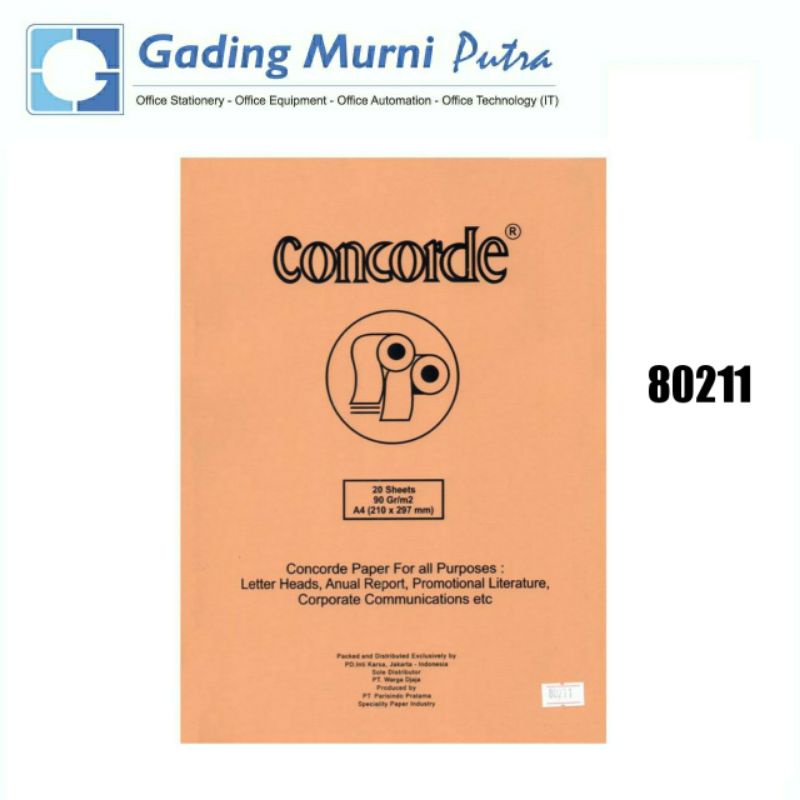 

Kertas Concorde L. Brown A4 90Gr 80211 isi 20 Lembar