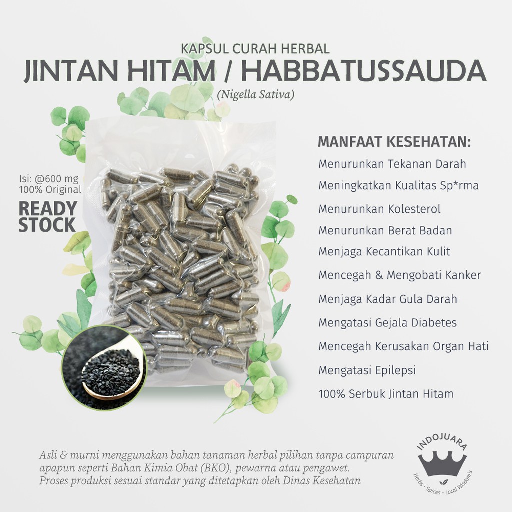 

JINTAN HITAM Habbatussauda 100 Kapsul Curah Herbal Kecantikan Kulit Kolesterol Epilepsi Diabetes