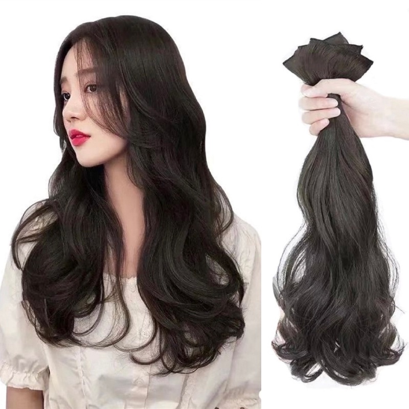 Wig Rambut Ekstensi Model Panjang Keriting Gelombang 3 Warna Untuk Wanita