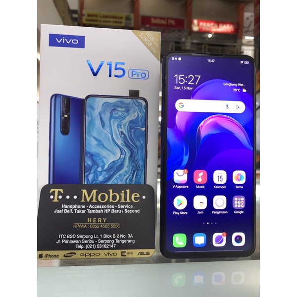 VIVO V15 PRO RAM 6GB 128GB TOPAZ BLUE, SECOND FULLSET, EX. GRS RESMI VIVO