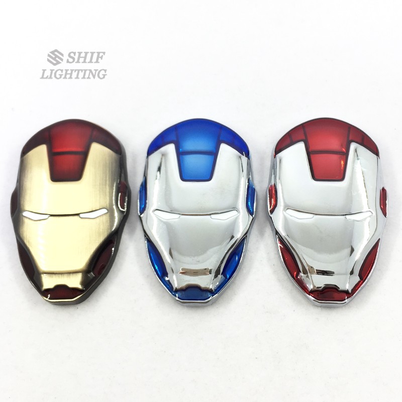 1Pc Stiker Emblem Logo Iron Man Marvel Metal 3D untuk Mobil / Motor