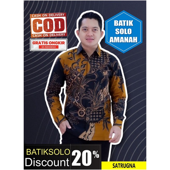 SATRUGNA KEMEJA BATIK SOLO PRIA LENGAN PANJANG FULL FURING ATASAN BAJU PREMIUM MODERN BATIK INDONESI