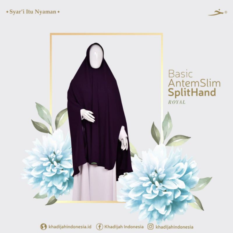 KHIMAR JUMBO - BASIC ANTEM SLIM SPLIT HAND - ROYAL - KHADIJAH INDONESIA