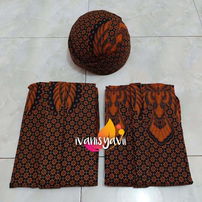 Set Jarik Cewek Cowok + Blangkon, Motif Truntum Garuda