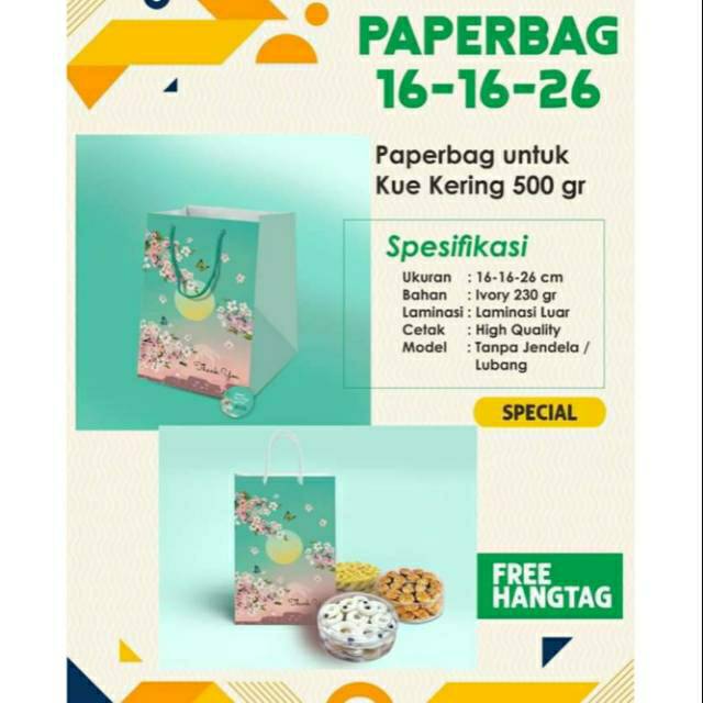 

Paperbag 16 x 16 x 26cm..FREE HANG TAG..harga per 10pcs