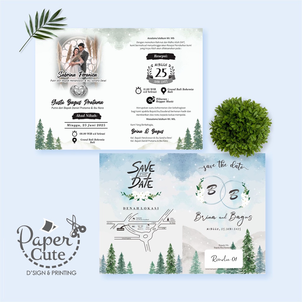 

Cetak undangan Pernikahan Murah / Blangko Rindu 01