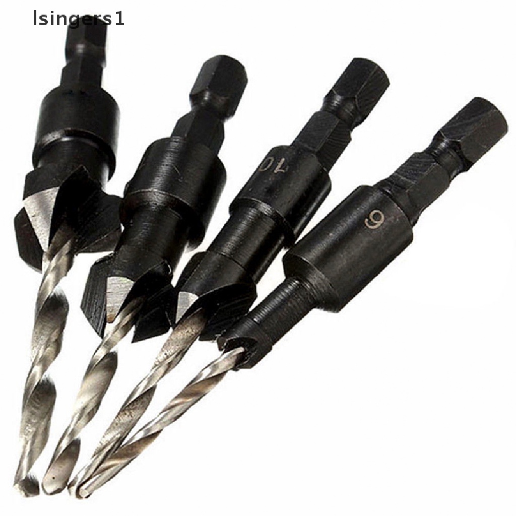 (lsingers1) 4pcs / Set Mata Bor Countersink HSS 5 Flutes 6-12 Untuk Pengerjaan Kayu#