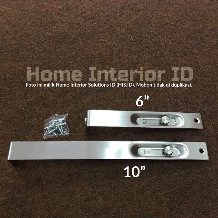 Grendel Tanam Stainless 6" + 10" Model Tekan - Grendel Slot Pintu