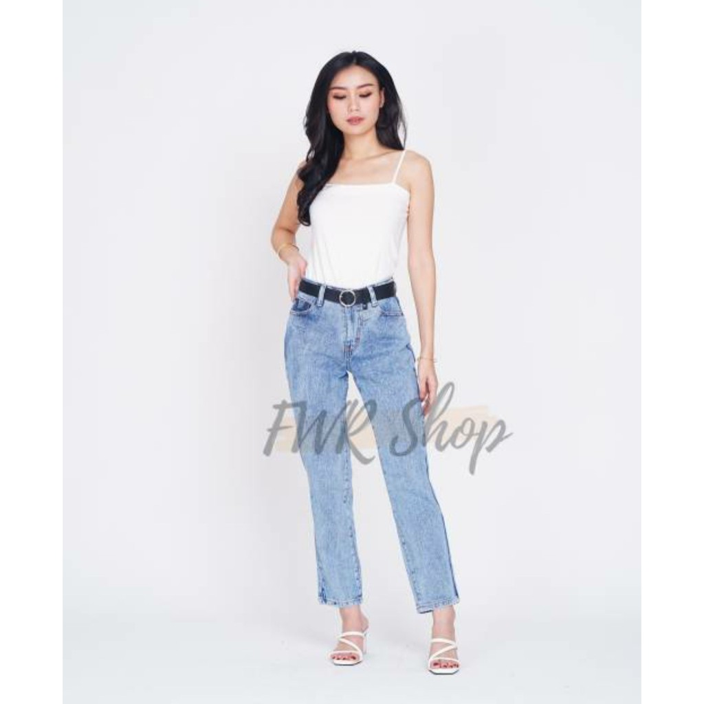 WF STORE - Celana boyfriend jeans snow acid