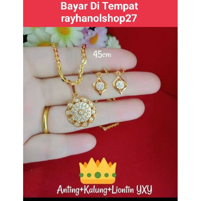 PERHIASAN WANITA TITANIUM ANTI KARAT LAPIS EMAS 24 K MOTIF PILIHAN