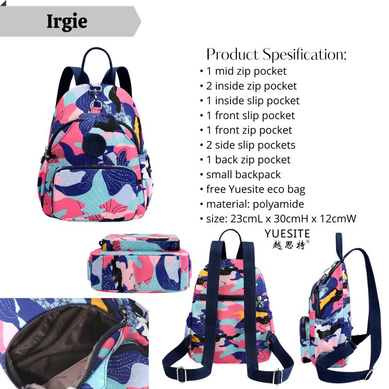 Tas ransel wanita yuesite irgie ori small backpack import waterproof cyutebags