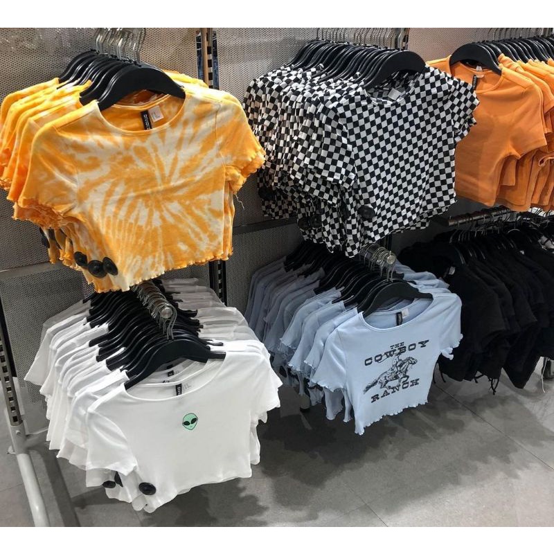New arrival kaos crop top h&m women baju cewe