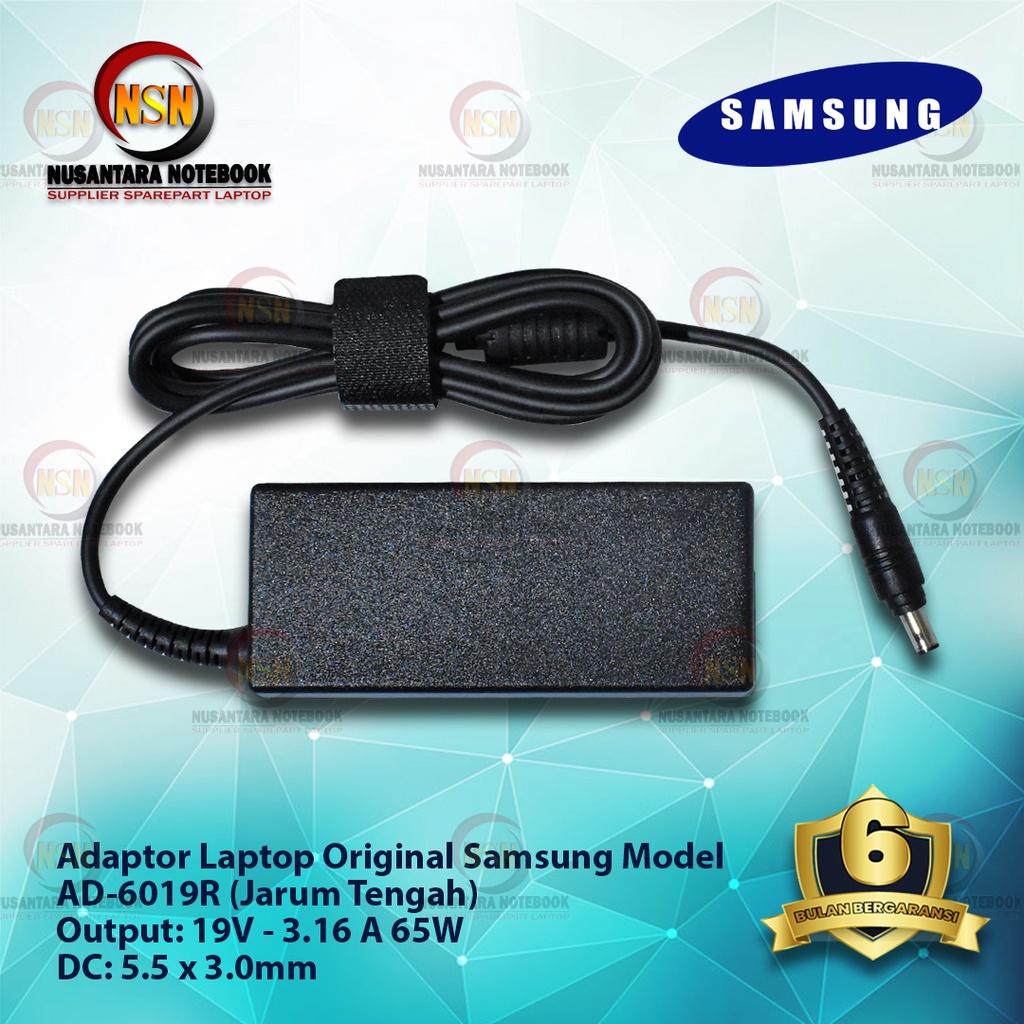 Adaptor Charger Original Laptop Samsung 19V - 3.16A DC 5.5*3.0 Jarum