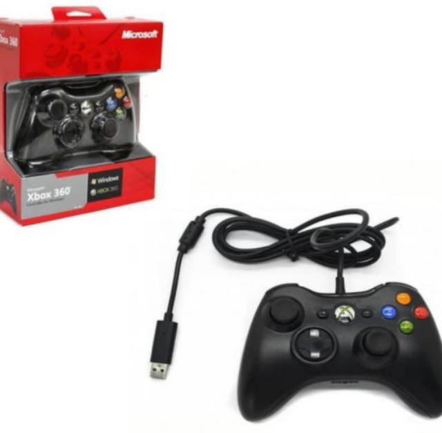 Stick Xbox 360 PC Kabel Hitam Wired Black Controller