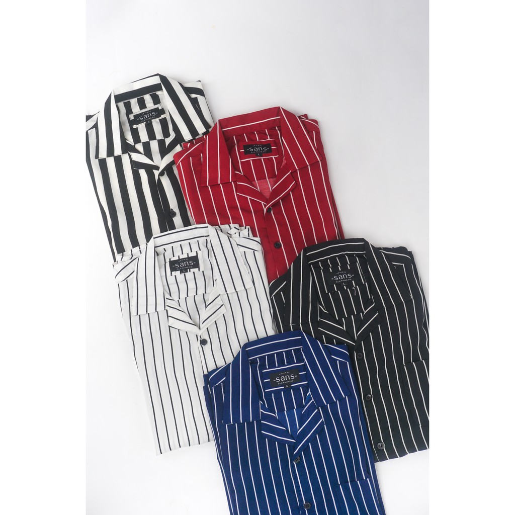 SANVANINA KEMEJA SIMPLE V STRIPES SALUR GARIS GARIS PREMIUM