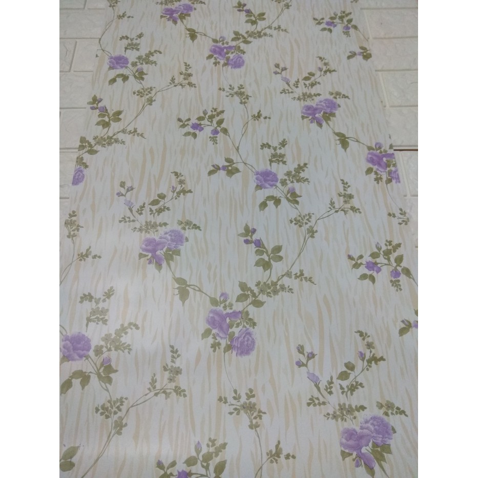 Wallpaper Bunga Ungu Garis Krem 45 Cm X 10 Mtr Wallpaper Dinding Shopee Indonesia