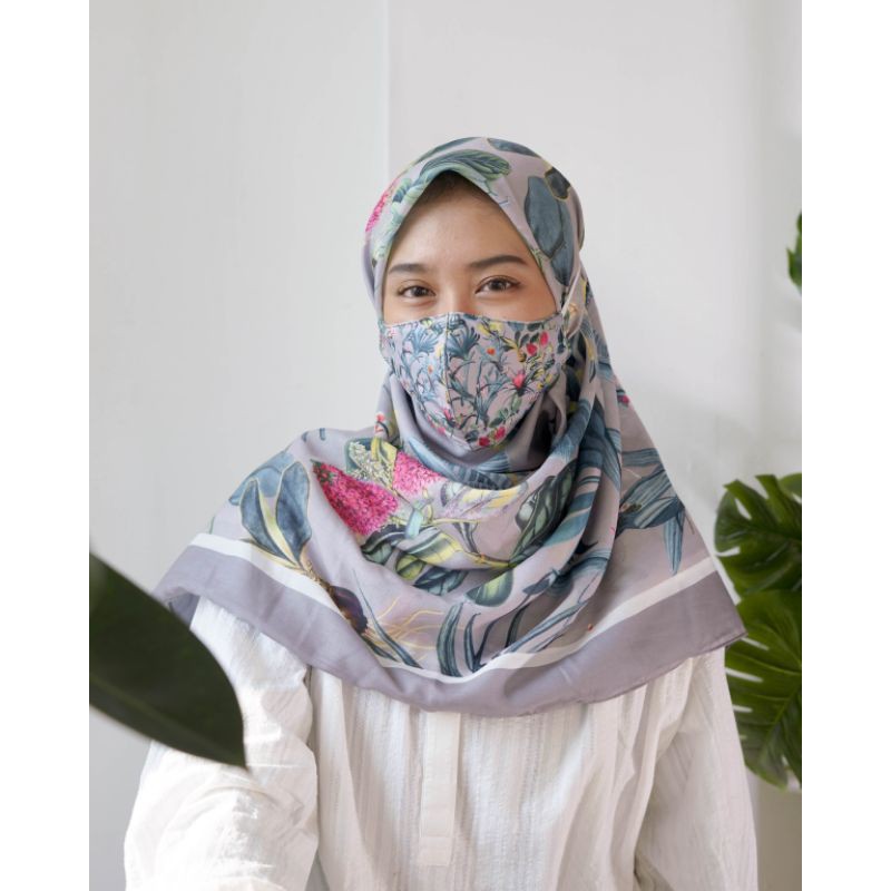 

Seruni Living Paket Hijab dan Masker Kain motif Anggrek Hutan