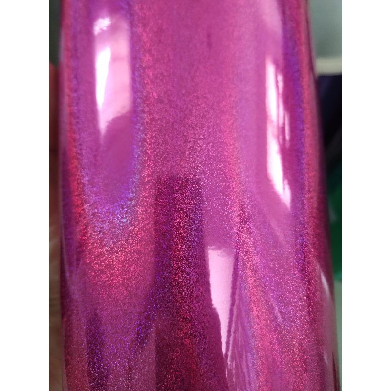 

1meter x 20cm sticker hologram motif pasir halus PINK