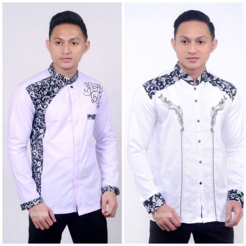 Baju Koko pria lengan panjang murah terbaru keren kombinasi batik bisa COD