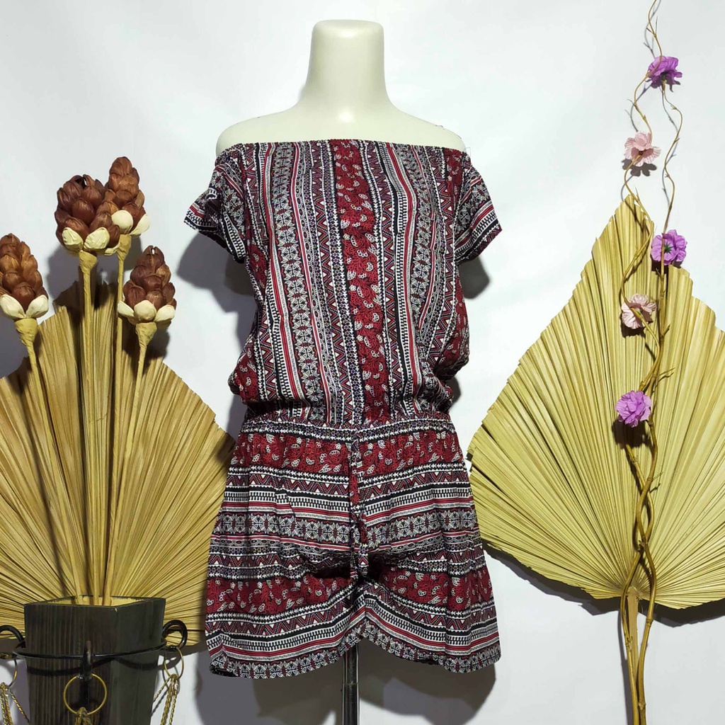 JAMSUIT SABRINA PENDEK ETNIK BALI (pilih motif)