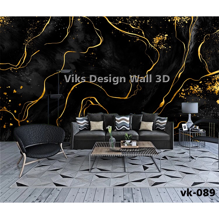 Pusat Cetak Wallpaper Custom 3d Abstrak, Wallpaper Dinding Motif Marmer Marble Hitam Mewah