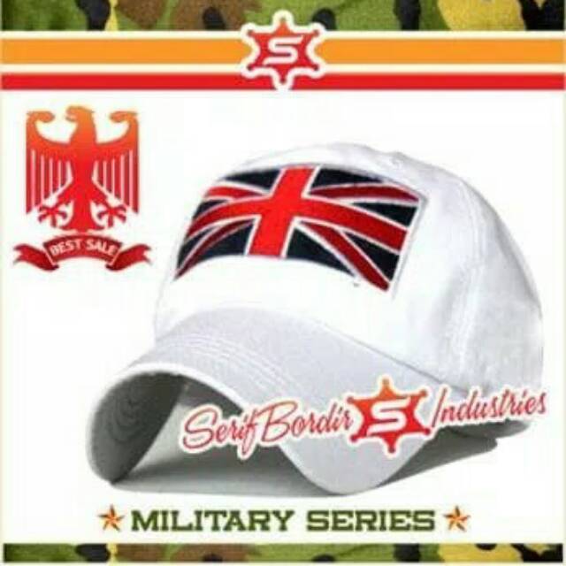 Topi baseball putih bendera inggris bordir