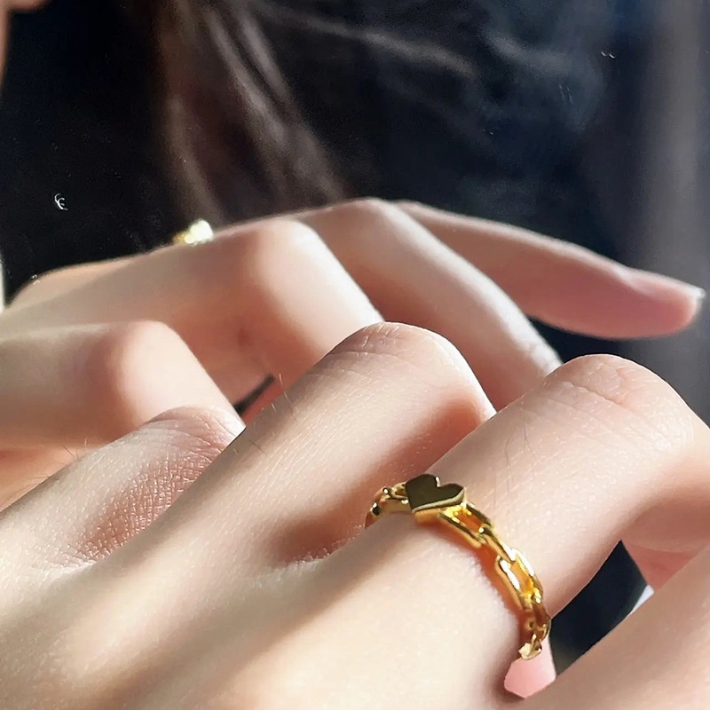 Cincin Bentuk Hati Bahan 925 Silver Warna Emas Untuk Wanita