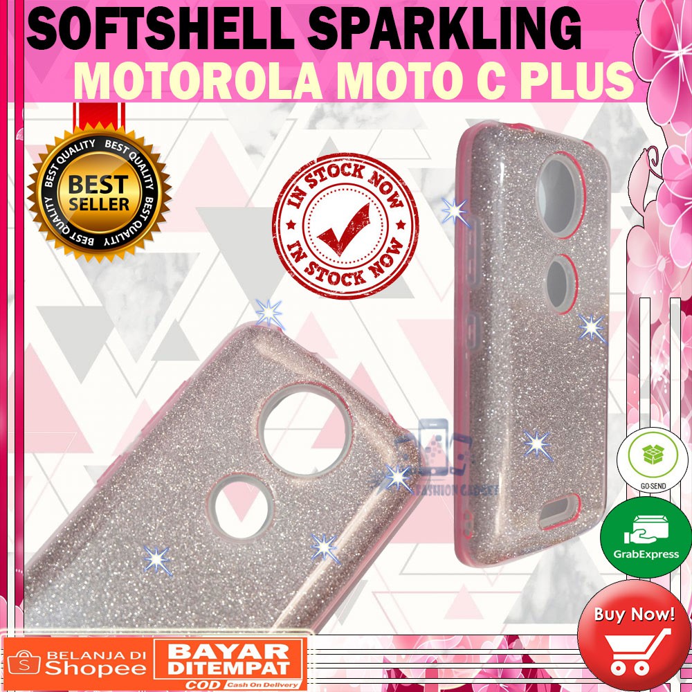 (Warna Acak Pink / Red) Silikon Motorola Moto C+ Ultrathin Motorola C+ Case Sparkling Blink Blink Case Glitter Casing Silicone Jelly Case Kesing Kasing Sarung Hp Motorola Moto C Plus