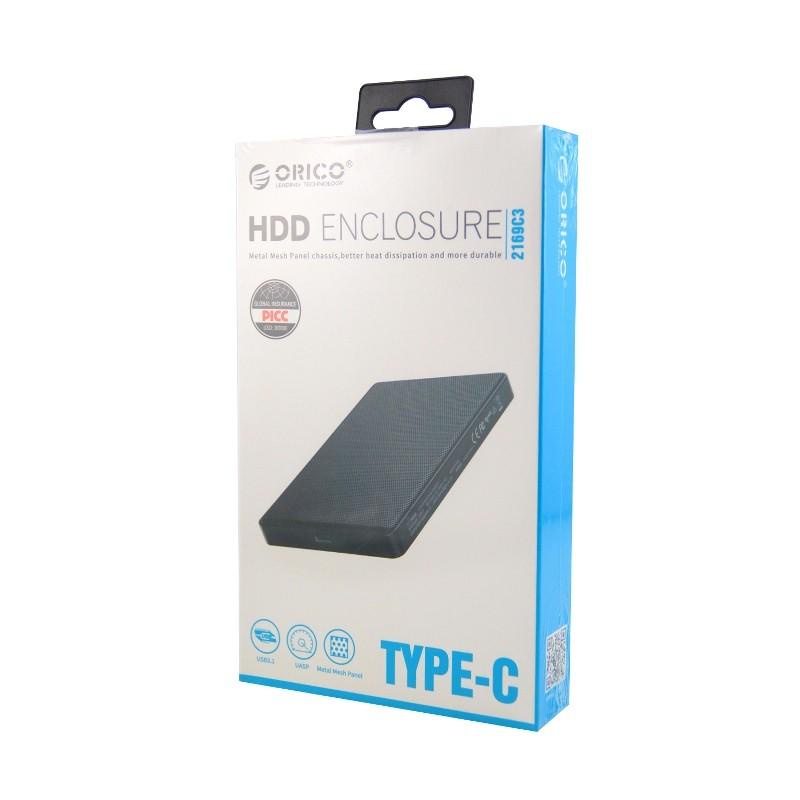 CASE HARDDISK ORICO ORIGINAL CASING HDD LAPTOP 2.5&quot; 2169C3 WITH USB TYPE-C WARNA HITAM PELINDUNG HARDDISK INTERNAL LAPTOP - TEKNO KITA