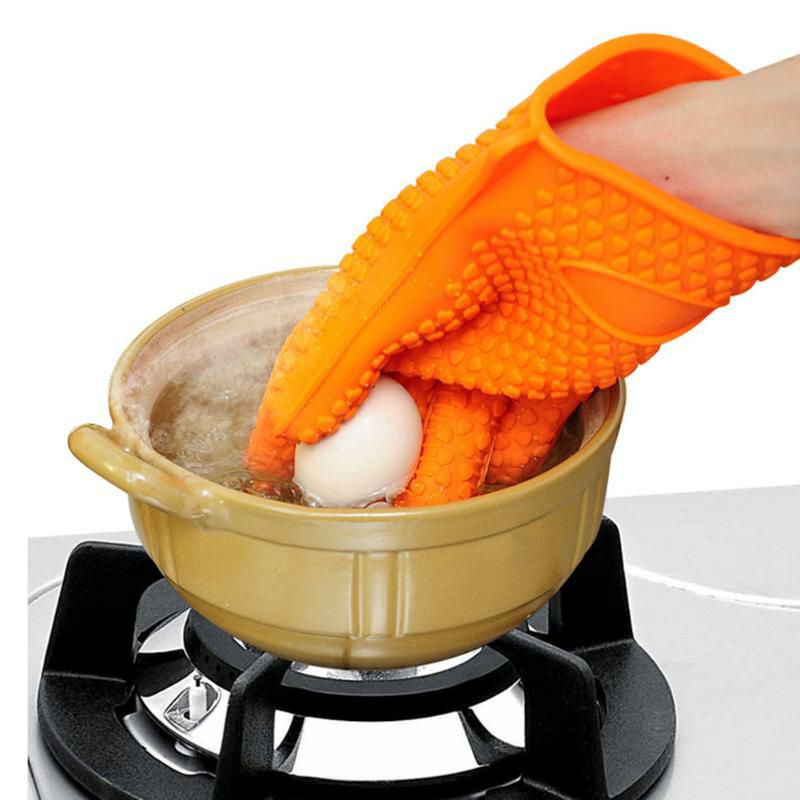 Mall Sarung Tangan Silikon Anti Panas Heat Resistance Kitchen Glove 1 Pcs - FGS - Orange