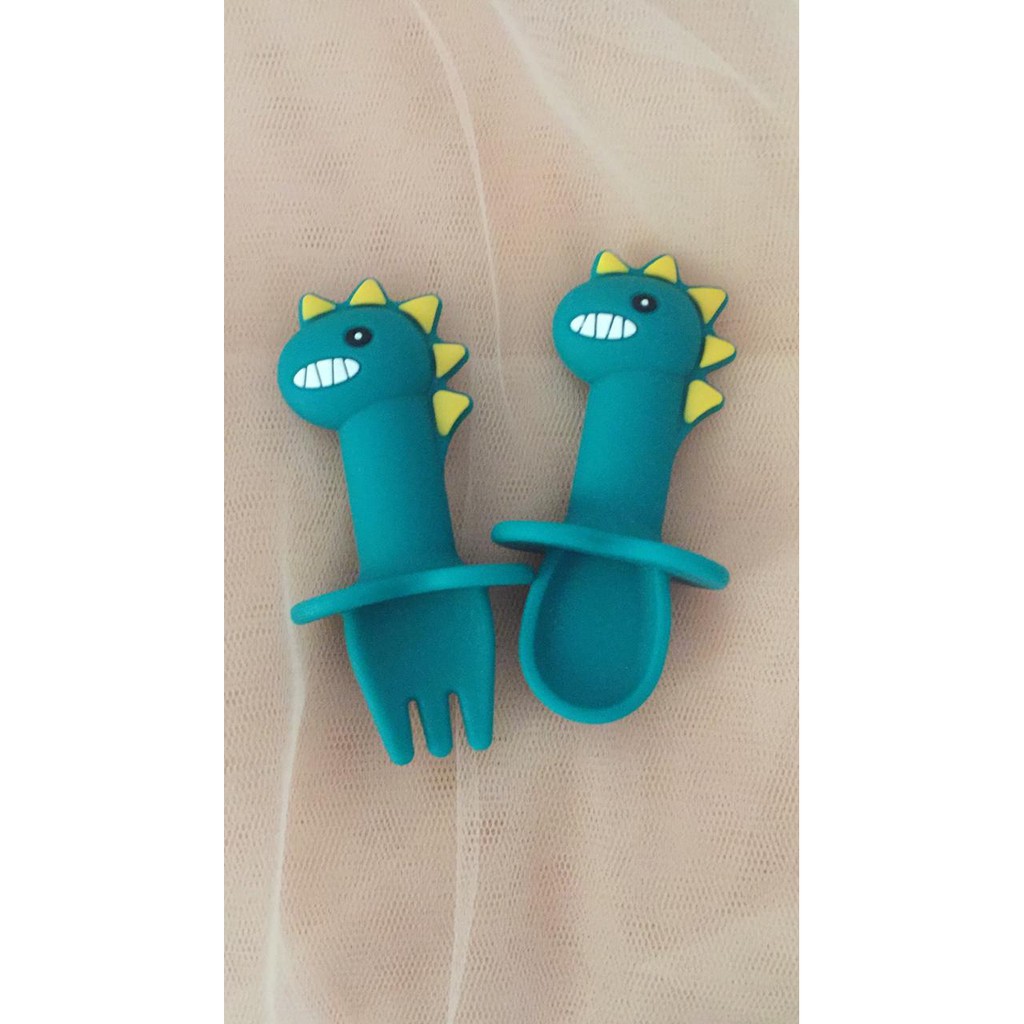 SILICONE MINI DINO SPOON SET