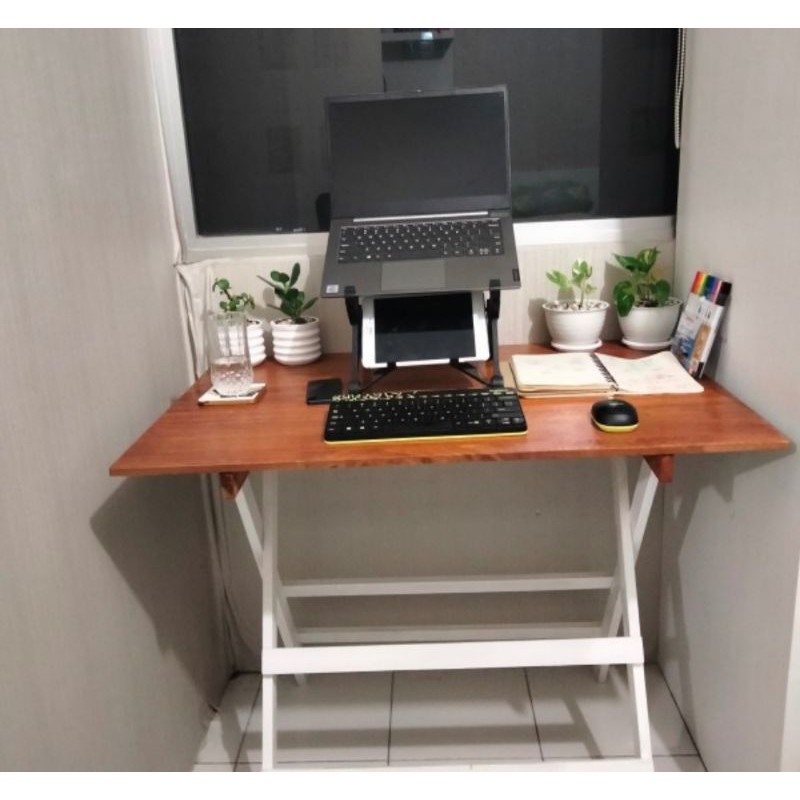 Meja kayu belajar , laptop , kopi ,Lipat 90x60 Tinggi 75 Full  Solid  serbaguna jumbo lebar besar