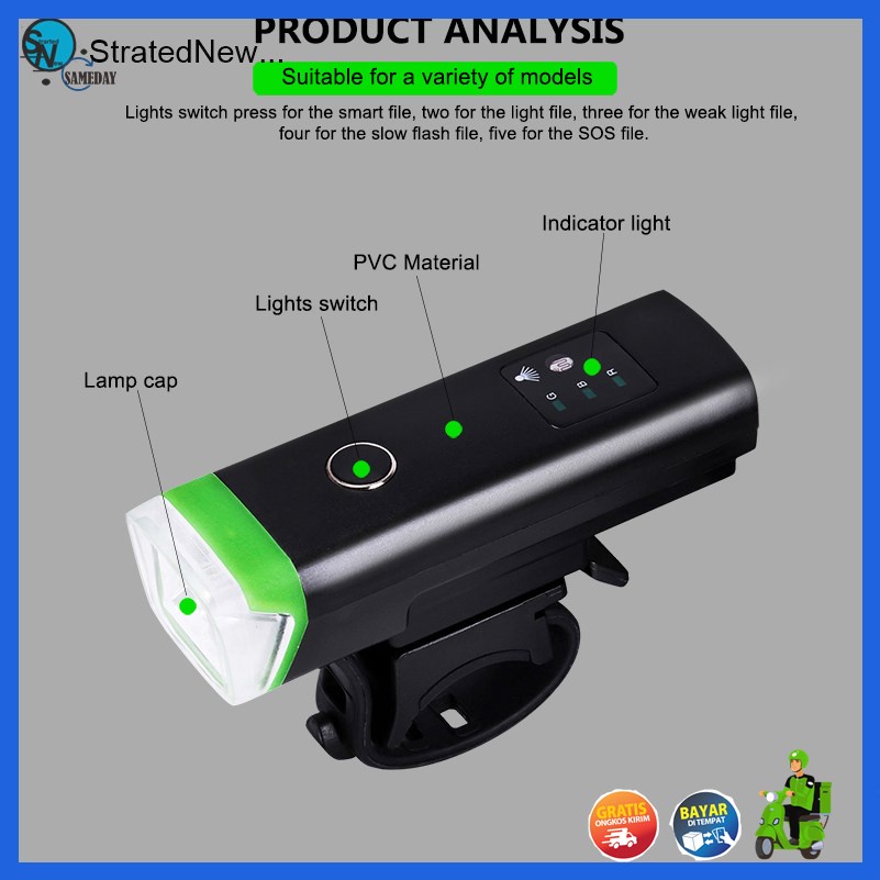 Lampu Sepeda LED USB Rechargeable XPG 350 Lumens