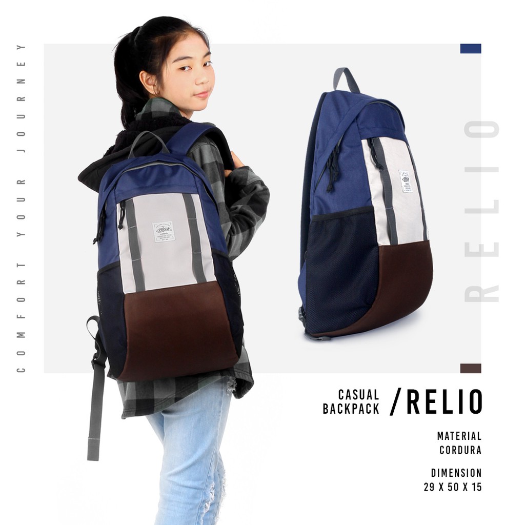 Tas Punggung Pria Warna Navy - Blesco Relio Tas Kuliah Casual milenial
