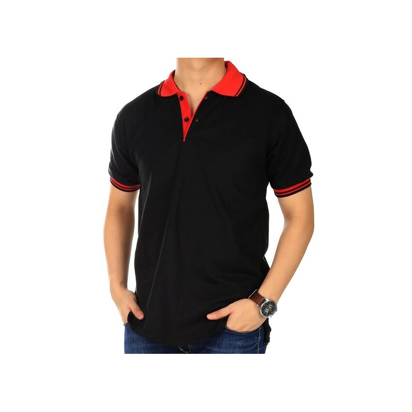  KAOS  KERAH POLOS  KERAH KOMBINASI  WARNA HITAM POLO  SHIRT 