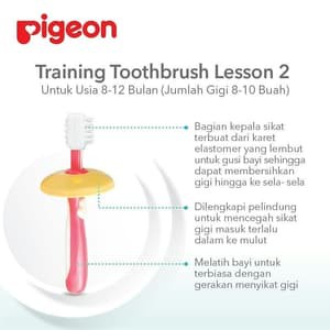 PIGEON Training Toothbrush Lesson 1 -Sikat Gigi Bayi 1 blue&amp;pink
