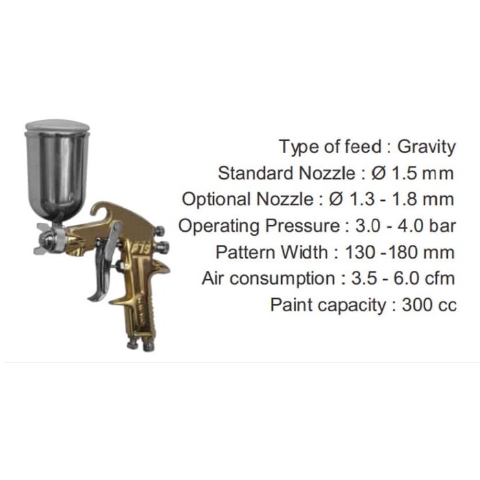 Wipro F75G/F 75 G/F75 Spray Gun Tabung Atas/Samping