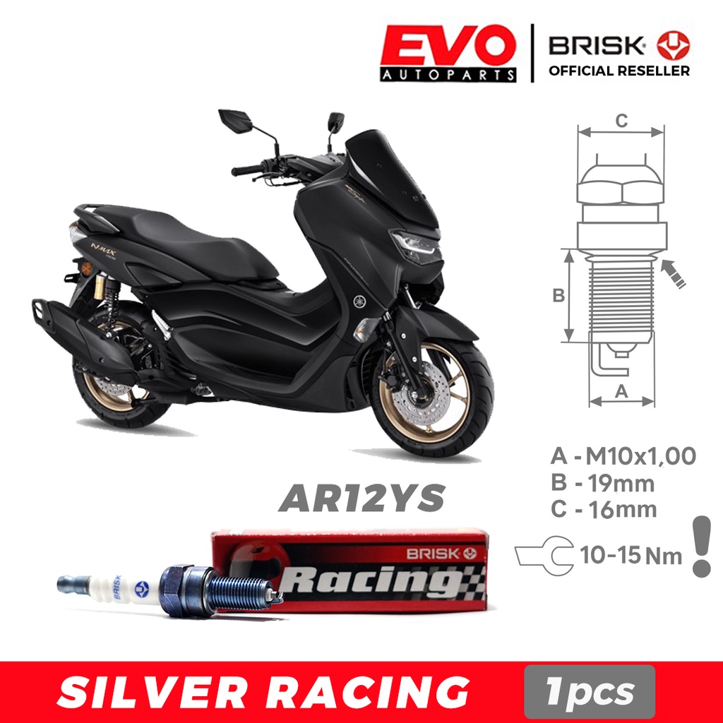 Busi BRISK Silver Racing AR12YS untuk motor motor Yamaha Nmax 150cc