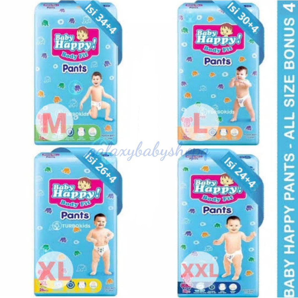 Baby happy pants M34, L30, XL26, XXL24