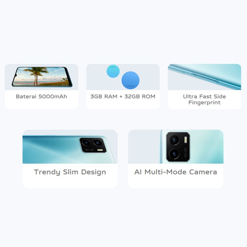 Vivo Y15s Y12s 3GB/32GB Baterai 5000mAh Layar 6.51 inch Side Fingerprint Garansi Resmi Vivo 1 Tahun handphone VIVO Termuarh hp vivoy12s baru-3