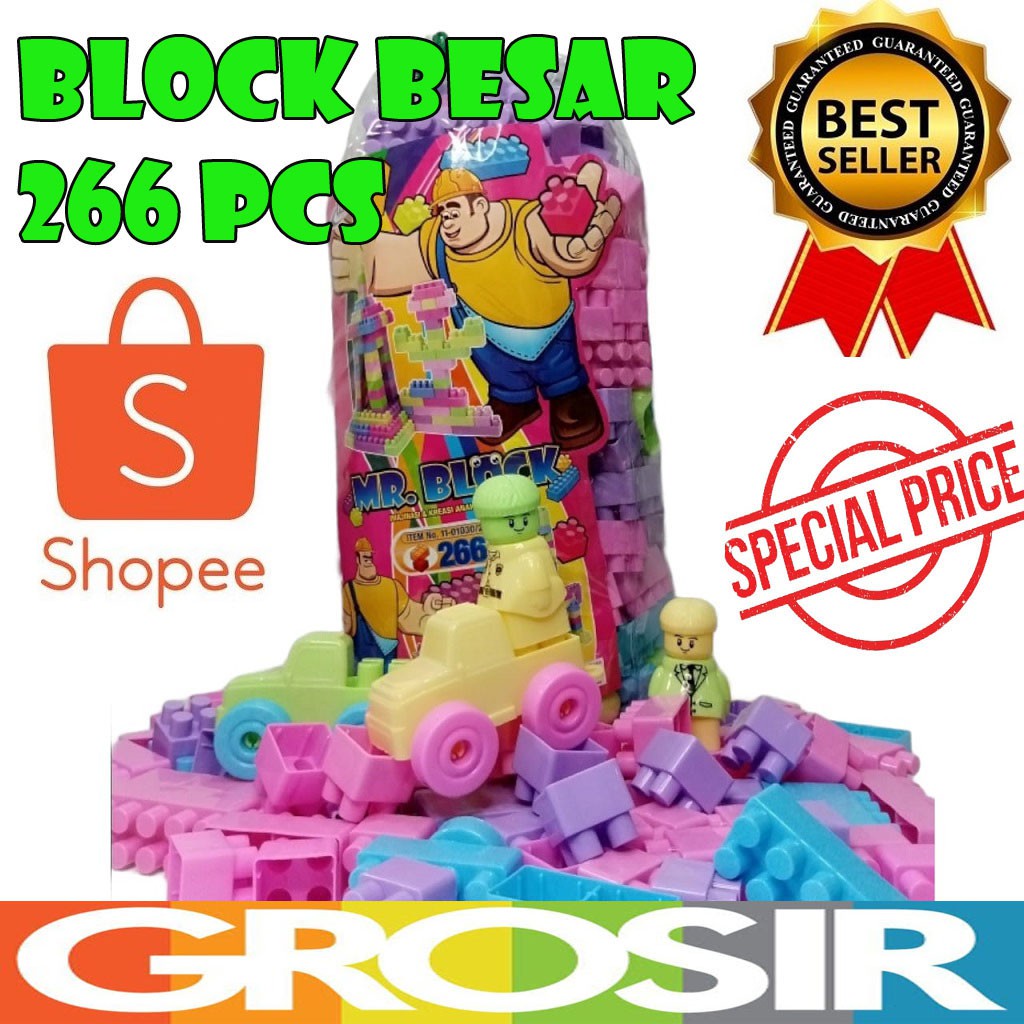 MAINAN EDUKASI BAYI BLOCK MAINAN ANAK BALOK SUSUN BESAR BALOK BESAR ISI BANYAK 266 PCS BLOCK SUSUN B