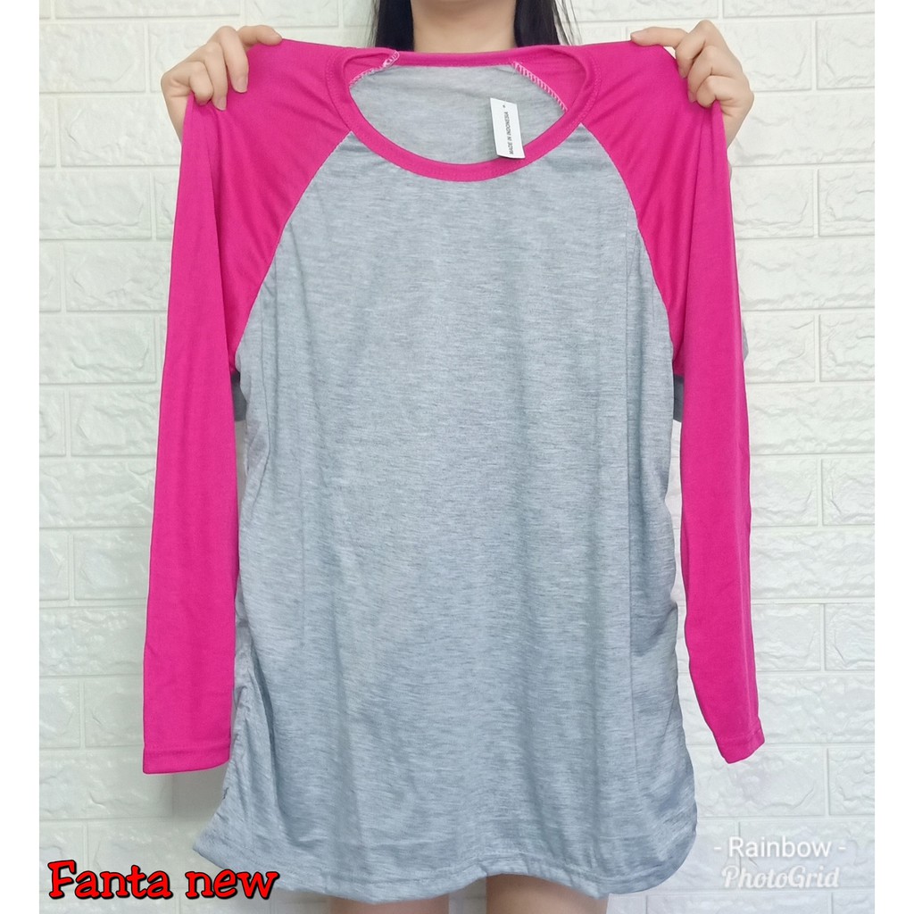 Kaos Raglan Panjang Polos size FIT TO XXL / atasan wanita bestseller murah