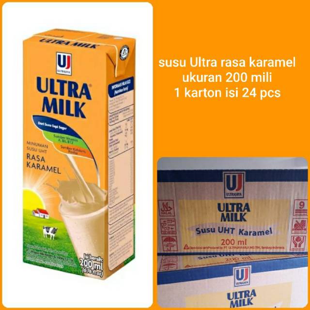 

Susu Ultra milk rasa karamel ukuran 200 mili