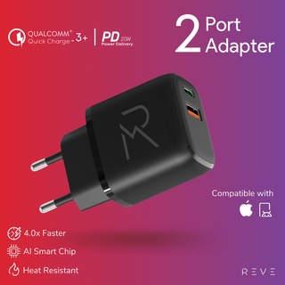 Reve Adapter Dual Output Power Delivery 20W + Quick Charge 18W Fast Charger