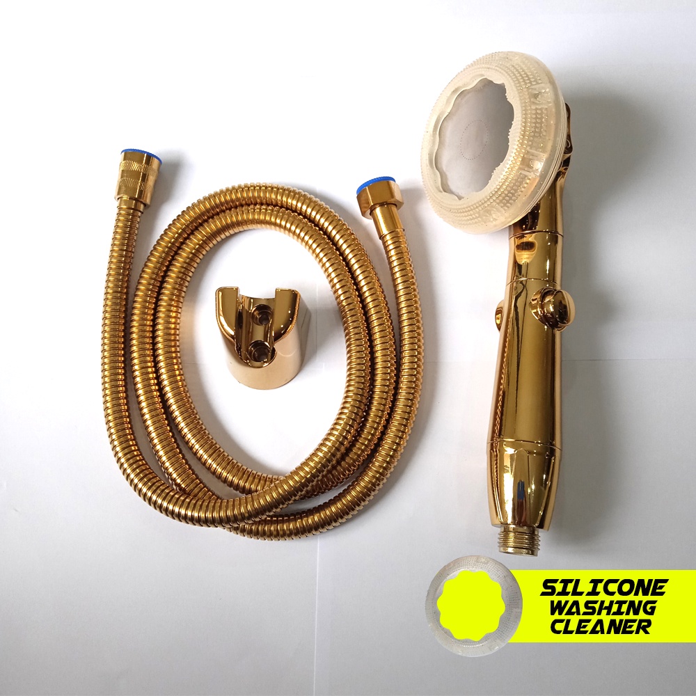 Set Shower Kamar Mandi High Quality Gold Hand Shower Elegan Mewah Hand Shower Gold Kran Cabang 1/2 inch / Shower Turbo Lubang 300