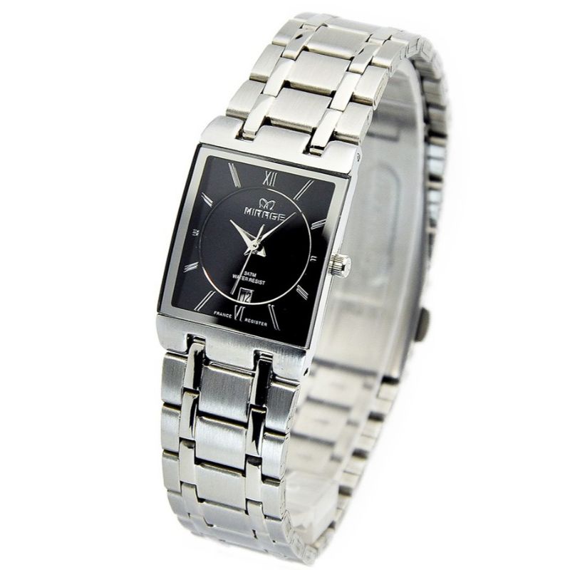 Jam Tangan Wanita Original Tahan Air Garansi 1 Tahun Miragewatch Anti Karat 7908L Silver Tipis JAM TANGAN CEWEK RANTAI STAINLIS PETAK PERSEGI_JAM TANGAN CEWEK FITUR TANGGAL WATER RESISITANT_JAM TANGAN WANITA MIRAGE ORIGINAL FREE BOX DAN BATRAI MIRAGE