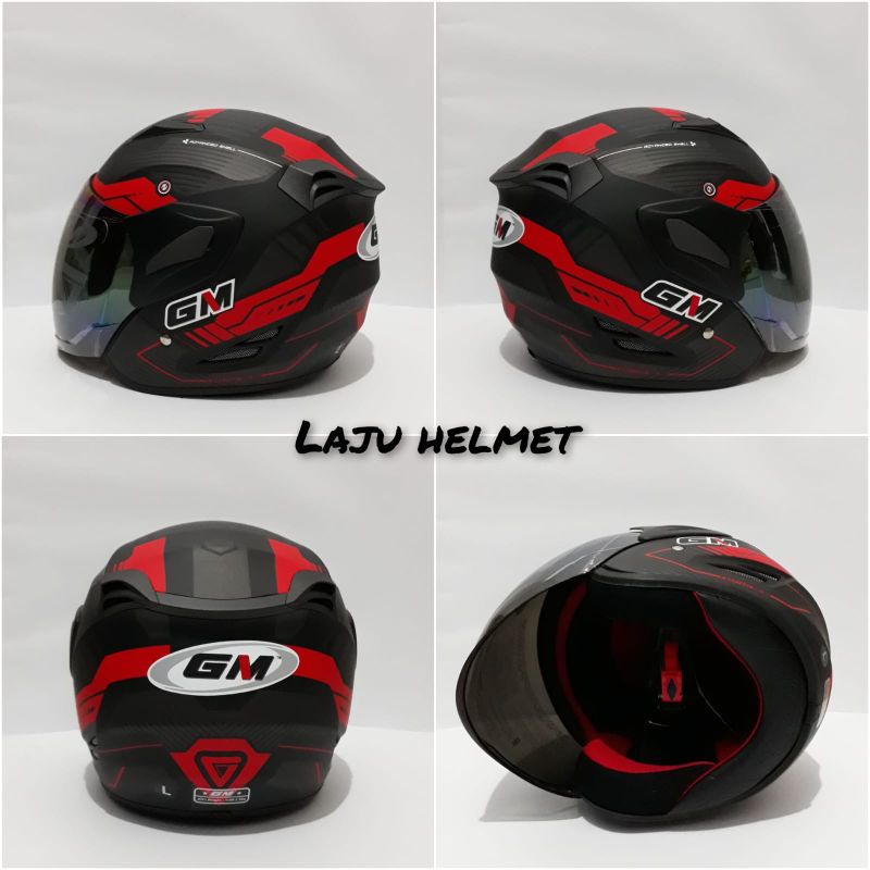 helm gm fighter motif vender black red doff half face